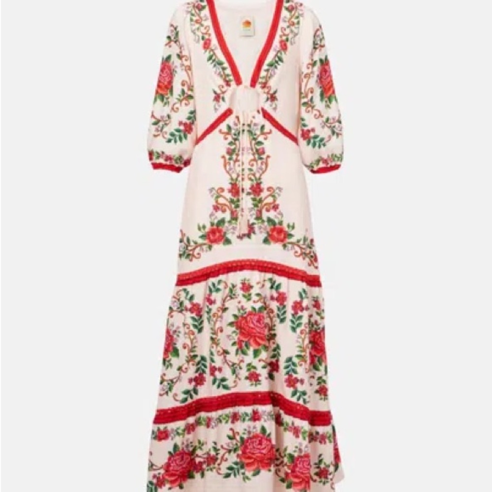 Farm Rio Floral Red and White Maxi Dress